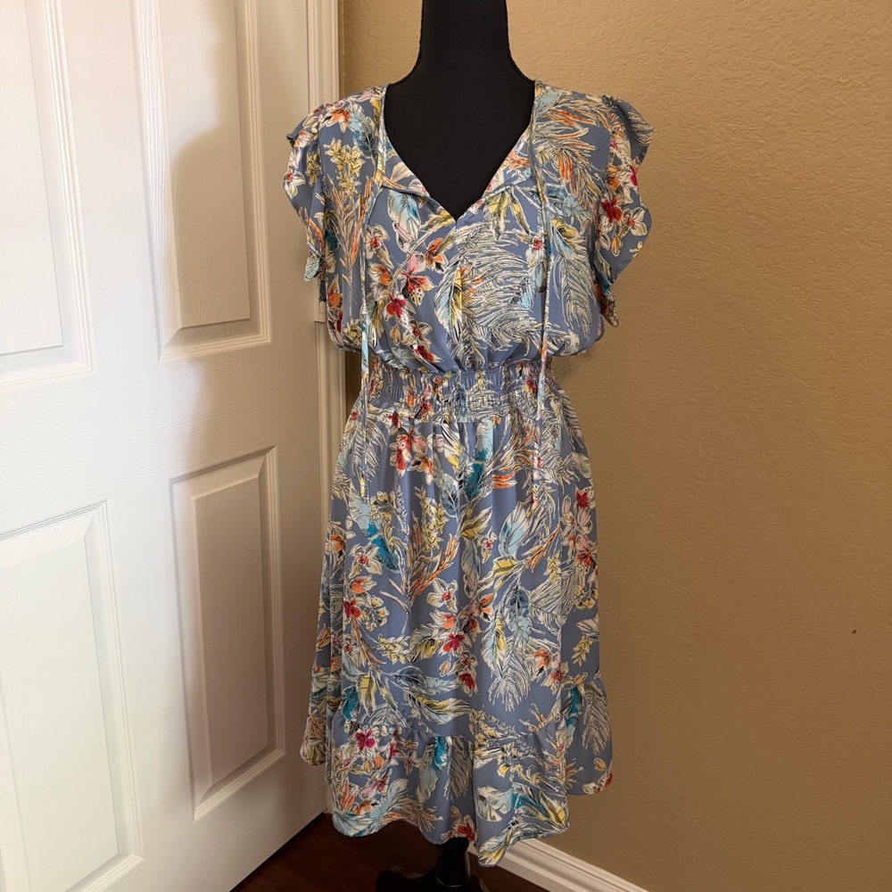 Chenault Blue Floral Midi Dress